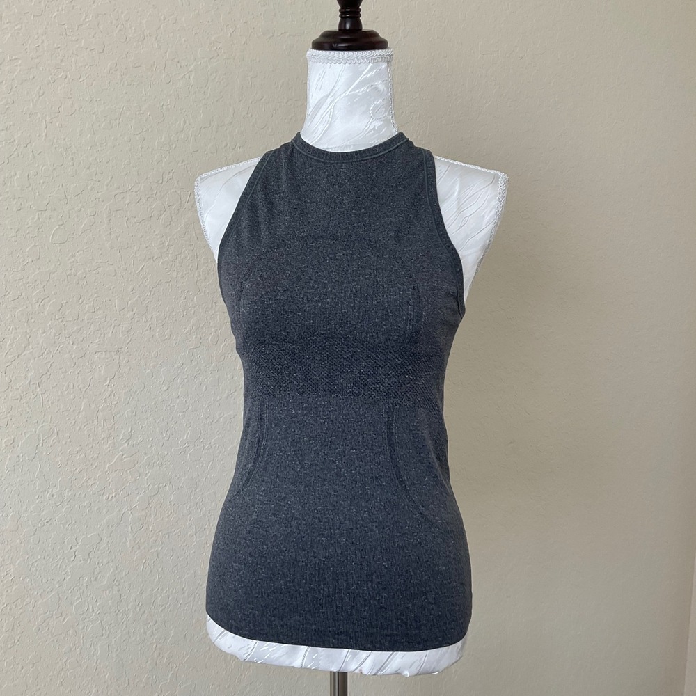 Lululemon Swiftly Tech High Neck Tank Top Heathered Dark Charcoal Gray Size 4/6